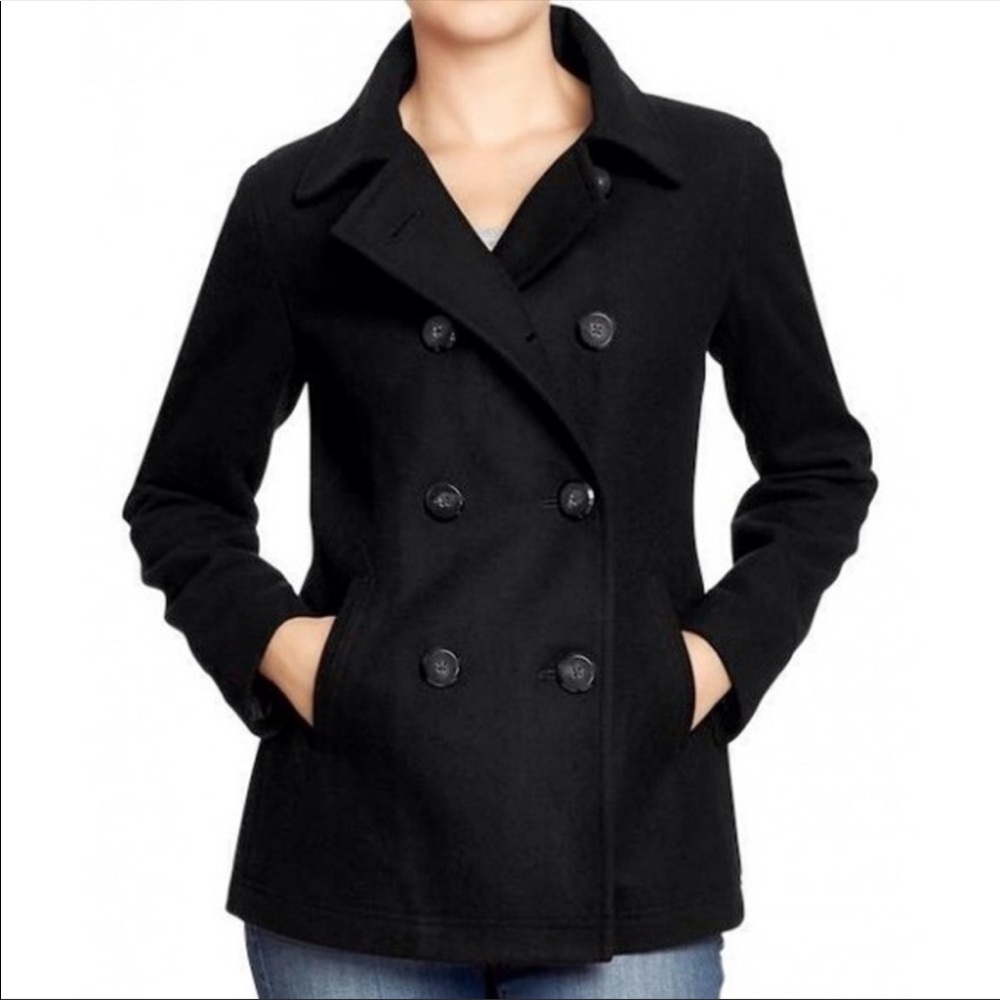 Steve Madden black pea coat wool medium